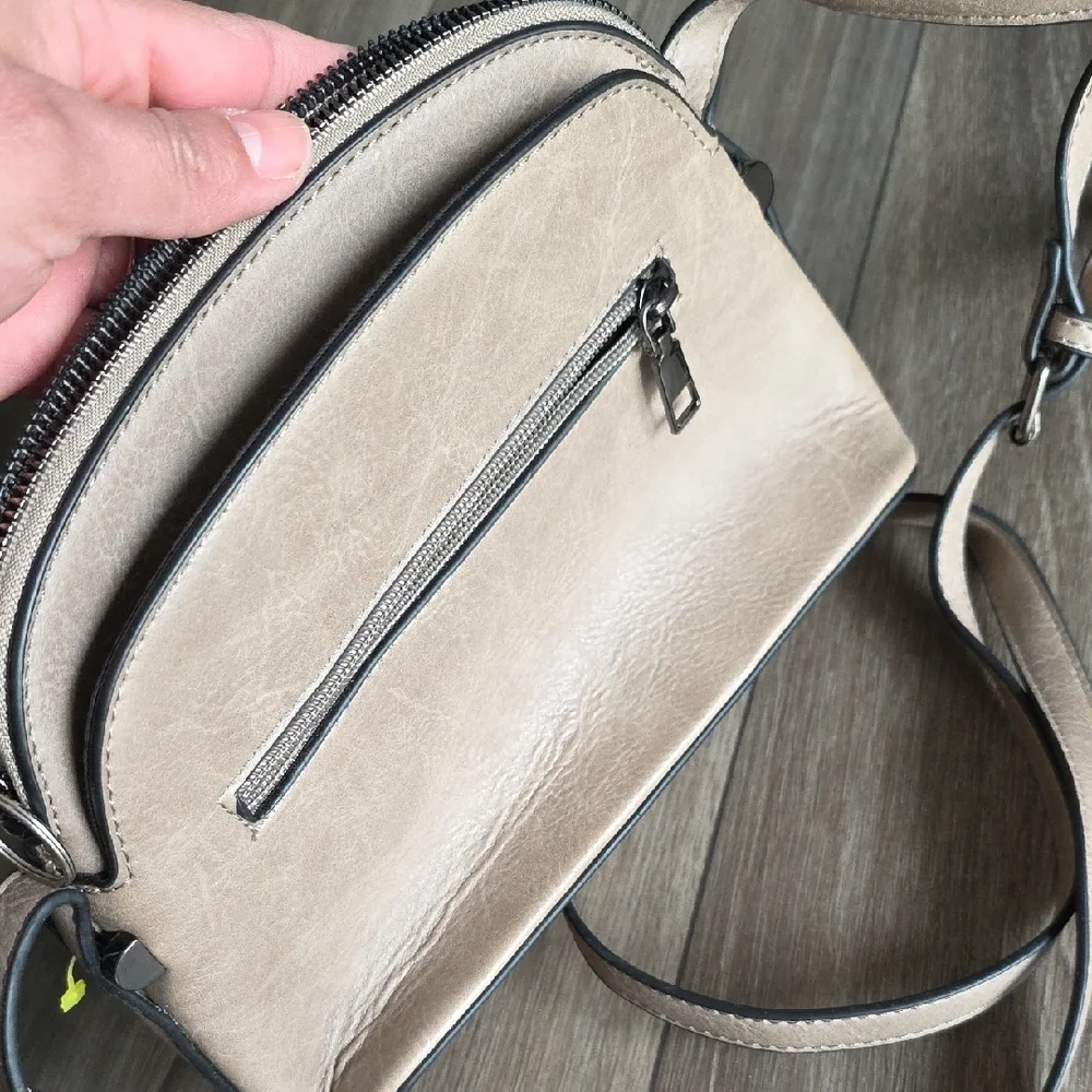 Elegant Taupe Crossbody Bag with Tassel